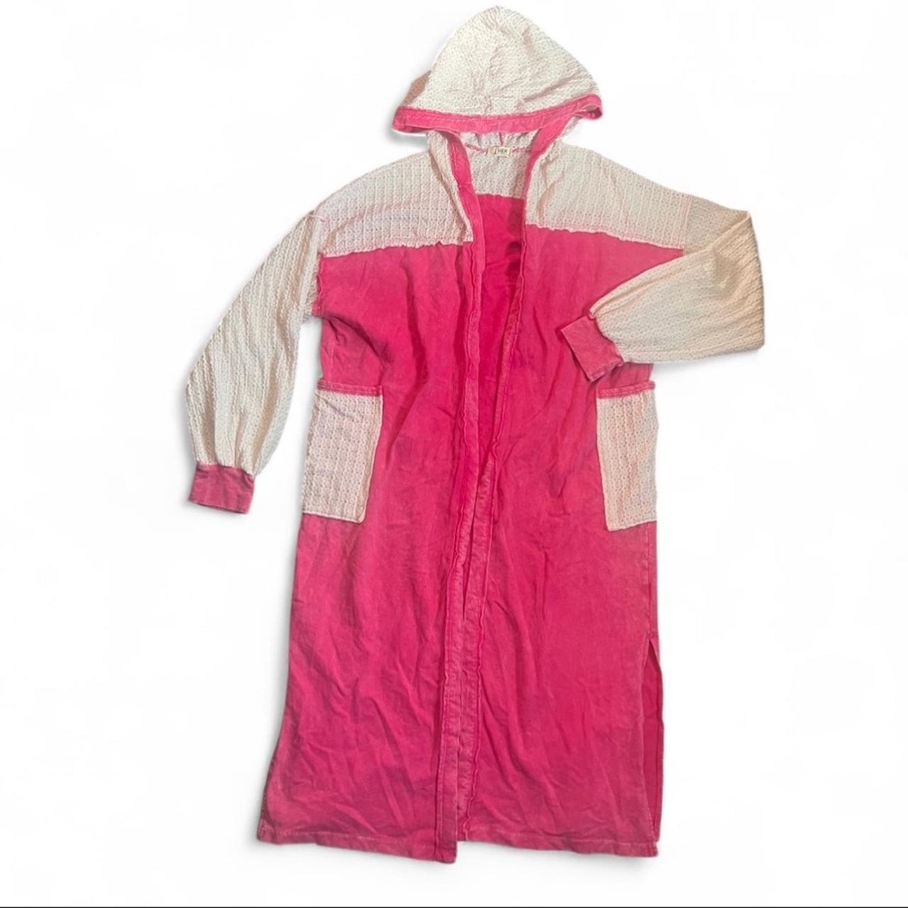 Vibrant Pink and Lace Boho Hooded Cardigan